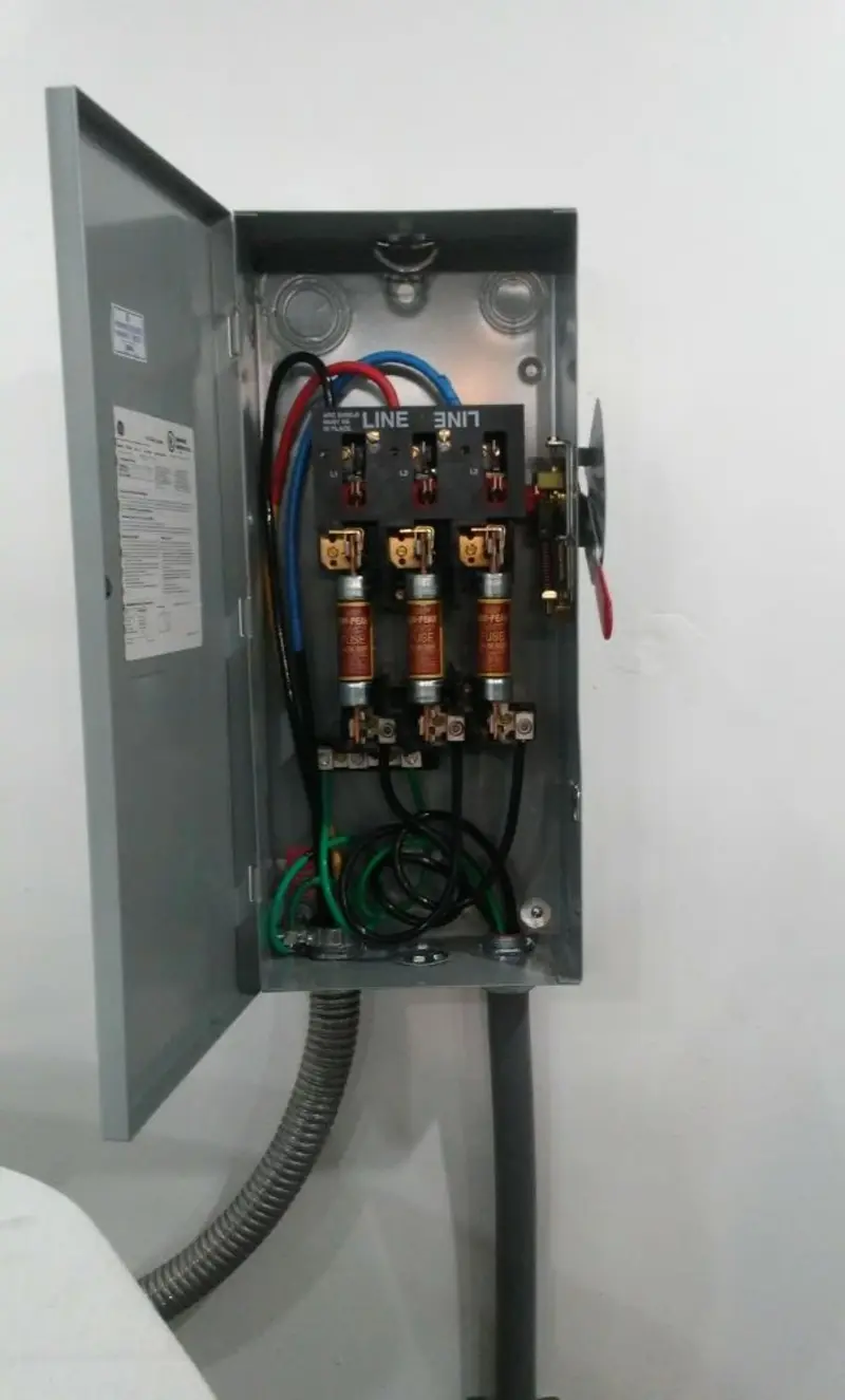 Three-phase disconnect switch installed for Smoke Detector Installation in Montrose-Ghent